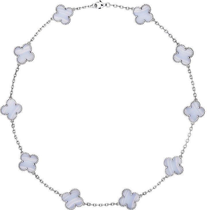 שרשרת פרחים - לבן כסף