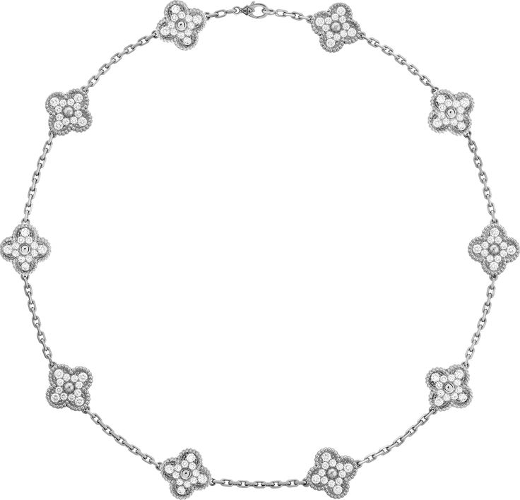 שרשרת פרחים - כסף משובץ